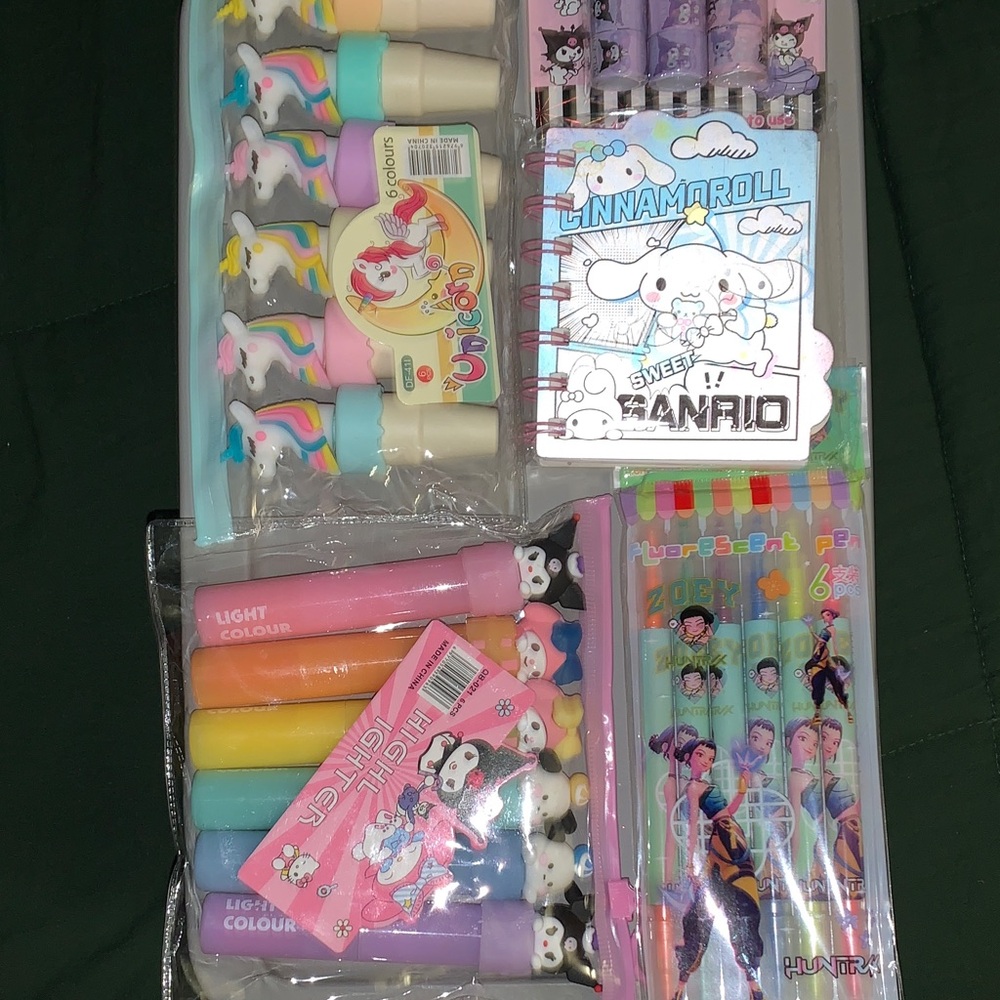 Sanrio Pastel Cinnamoroll Mini Notebook & Rainbow Pastel Stationery Set